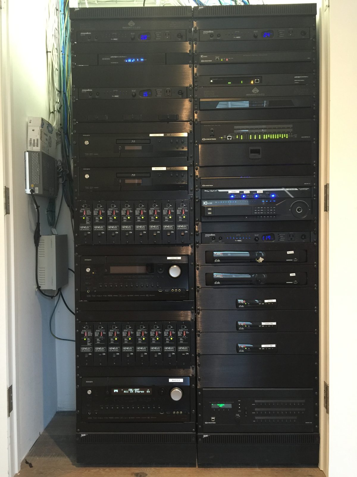 Neatly organized equipment rack